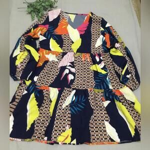 NWOT Color block‎ babydoll dress Women's size small